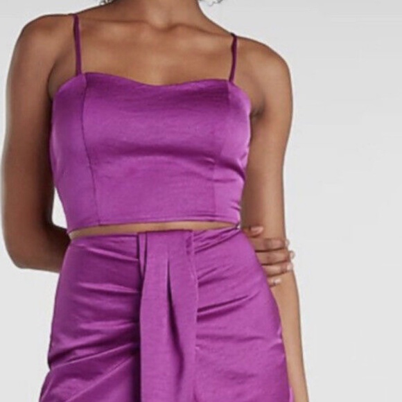 Purple Express Satin Crop top - Picture 3 of 4
